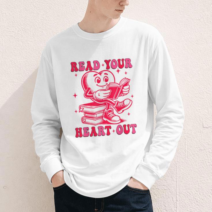 Read Your Heart Out Valentines Day Book Lover Bookish Teach Youth Long Sleeve Tee