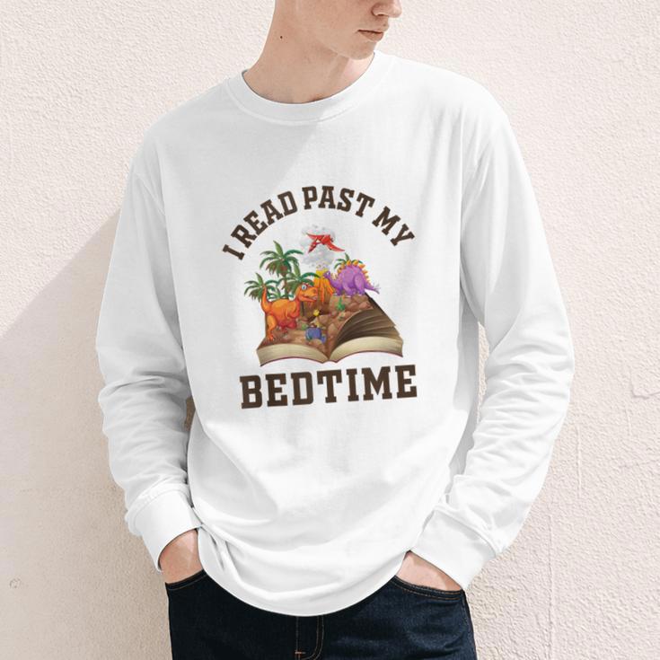 I Read Past My Bedtime Reading Dinosaur Book Lover Youth Long Sleeve Tee