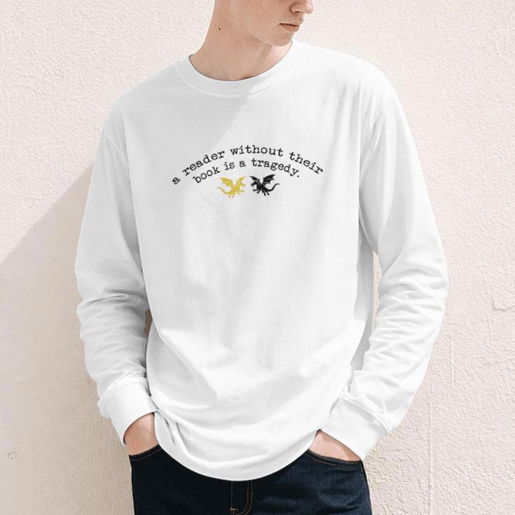 Reader Without a Book Is Tragedy Dragon Bookworm Youth Long Sleeve Tee
