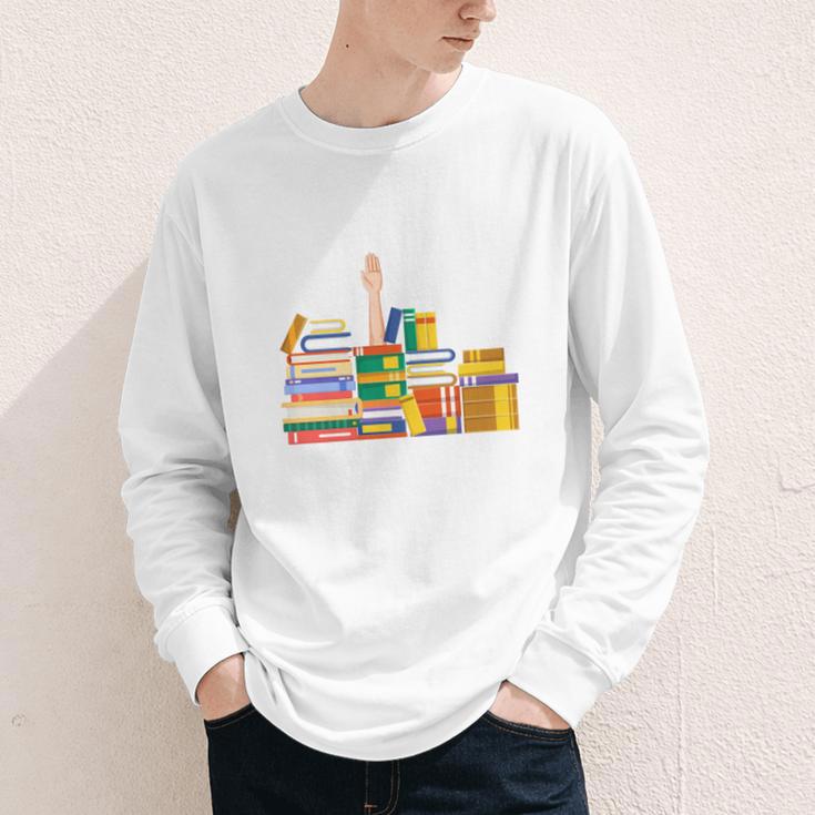 Reading Books Librarian Reader Nerd I'm Ok Teacher Youth Long Sleeve Tee