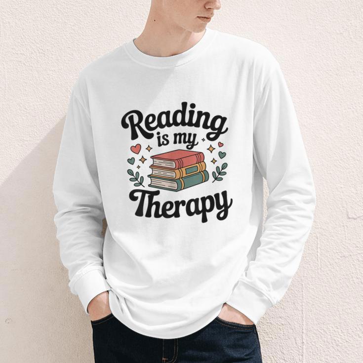 Reading Is My Therapy Book Lover Bookworm Youth Long Sleeve Tee