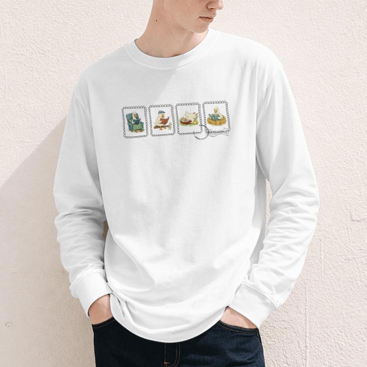 Reading Silly Goose Teacher Bookish Librarian Book Lover Youth Long Sleeve Tee