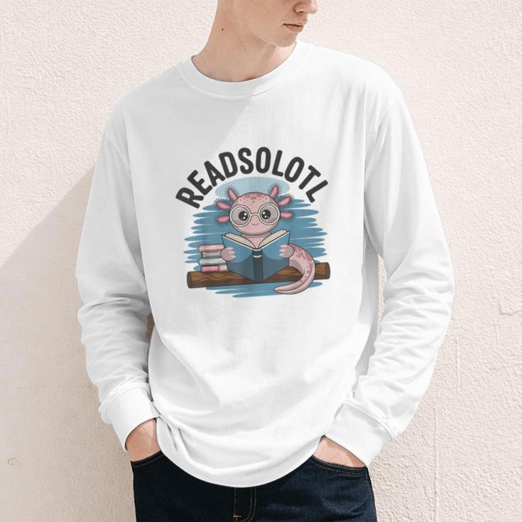 Readsolotl Book Lover Reading Axolotl Kids Reader Youth Long Sleeve Tee