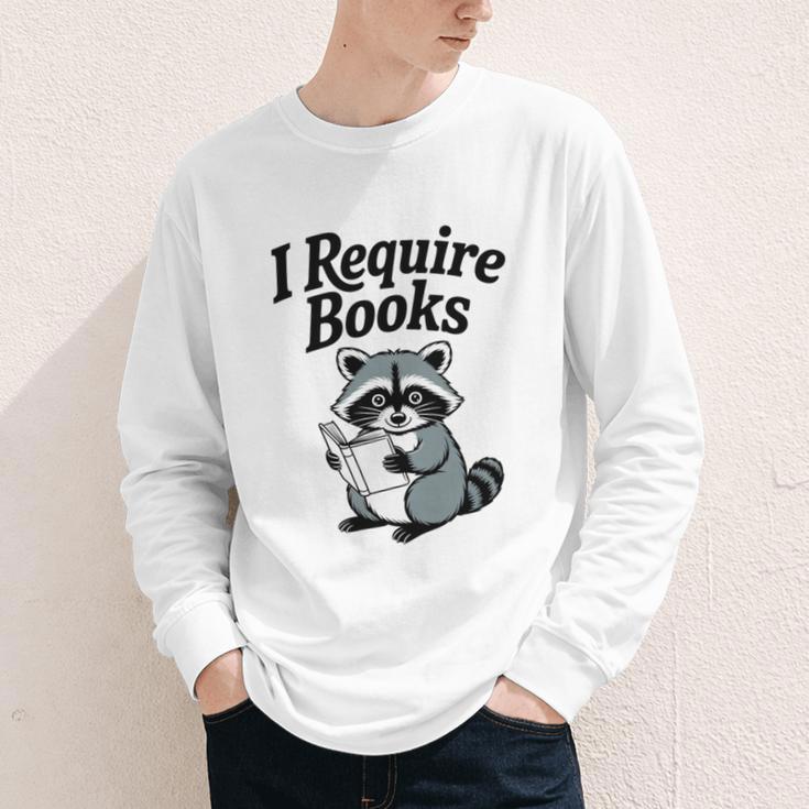 I Require Books Raccoon Reading For Book Lovers Youth Long Sleeve Tee I Require Books Raccoon Reading For Book Lovers Youth Long Sleeve Tee