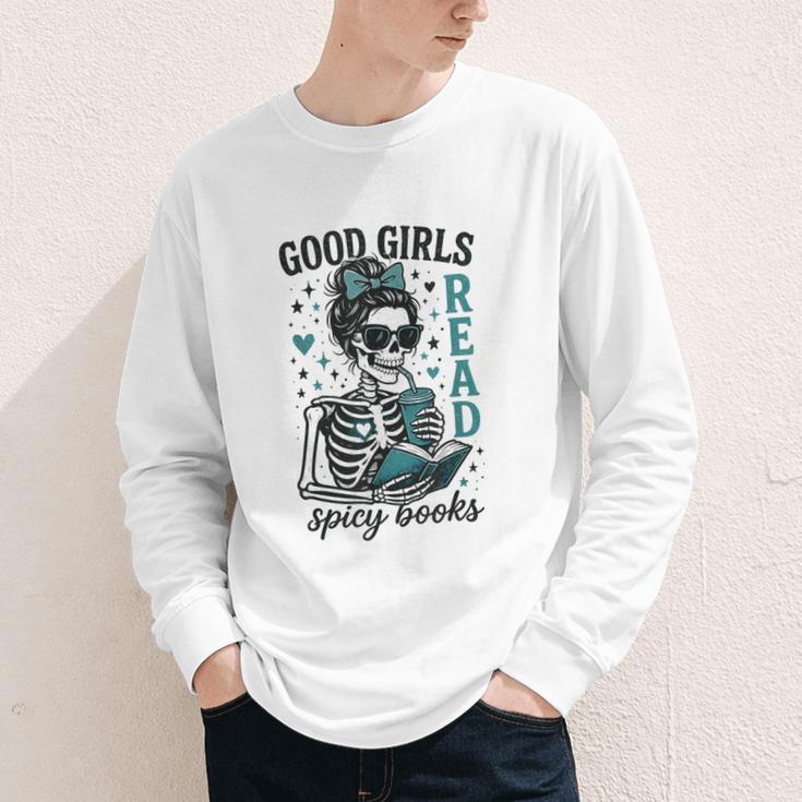 Romance Reader Good Girls Read Spicy Books Halloween Costume Youth Long Sleeve Tee
