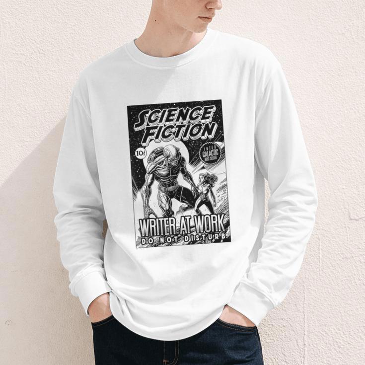Science Fiction Writer At Work Vintage Book Cover Youth Long Sleeve Tee Science Fiction Writer At Work Vintage Book Cover Youth Long Sleeve Tee