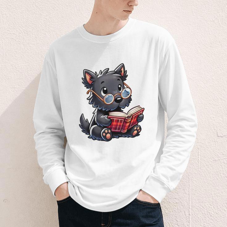 Scottish Terrier Reading a Book Dog Youth Long Sleeve Tee Scottish Terrier Reading a Book Dog Youth Long Sleeve Tee