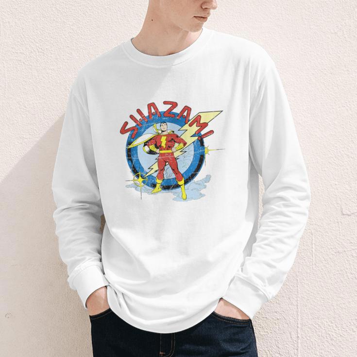 Shazam Comic Book Art Heroic Portrait Vintage Youth Long Sleeve Tee