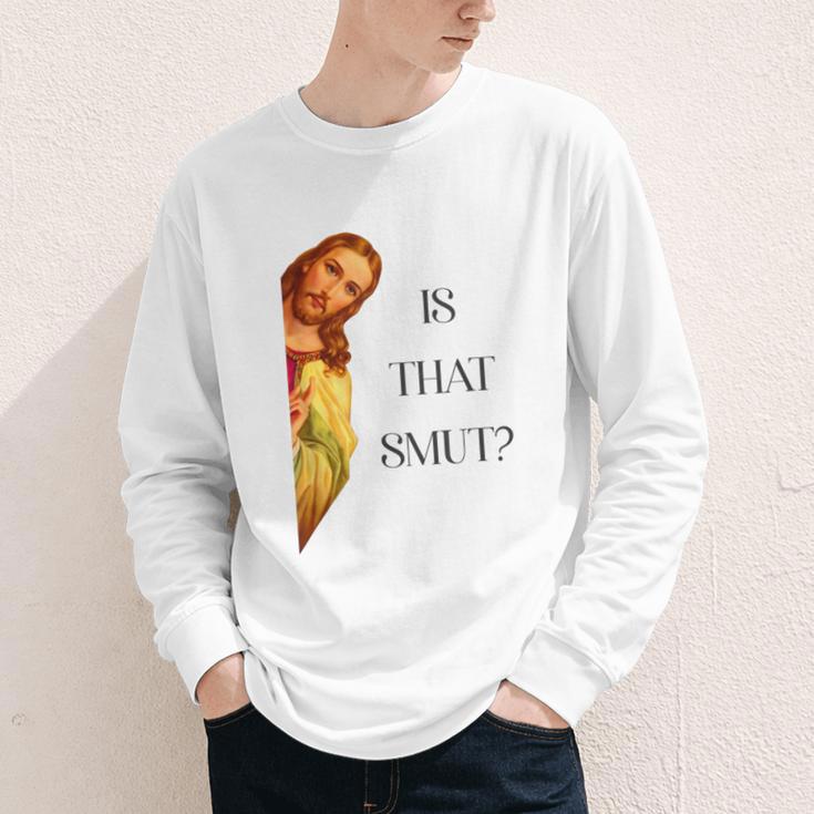 Is That Smut Jesus Book Spicy Smutty Books Youth Long Sleeve Tee Is That Smut Jesus Book Spicy Smutty Books Youth Long Sleeve Tee
