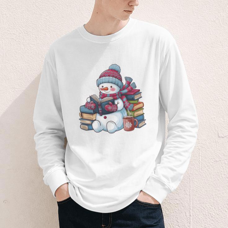 Snowman Reading Book Lovers Christmas Bookworm Librarian Youth Long Sleeve Tee Snowman Reading Book Lovers Christmas Bookworm Librarian Youth Long Sleeve Tee