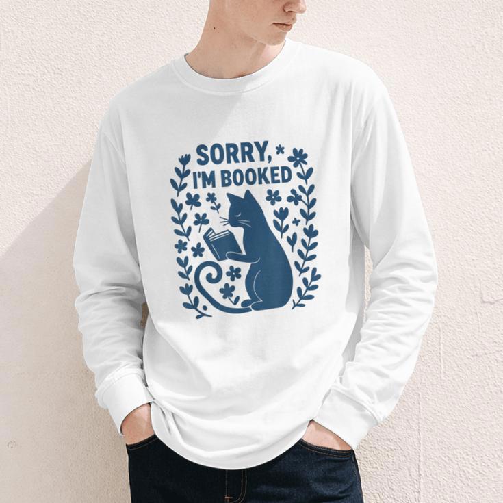 Sorry I'm Booked Cat Reading Book Boho Flowers Vintage Youth Long Sleeve Tee Sorry I'm Booked Cat Reading Book Boho Flowers Vintage Youth Long Sleeve Tee