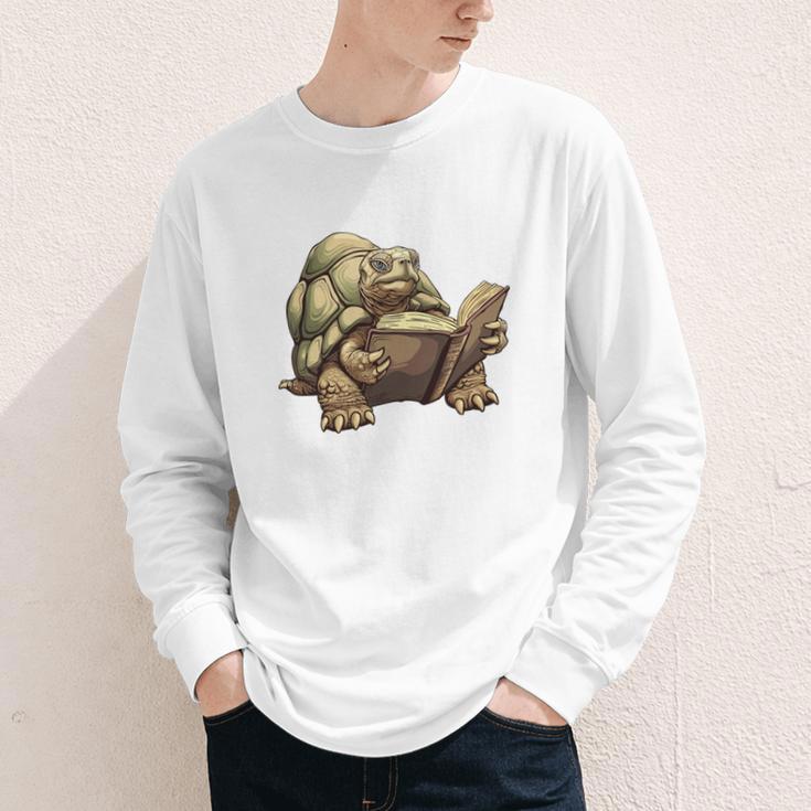 Sulcata Tortoise Reading A Book Youth Long Sleeve Tee