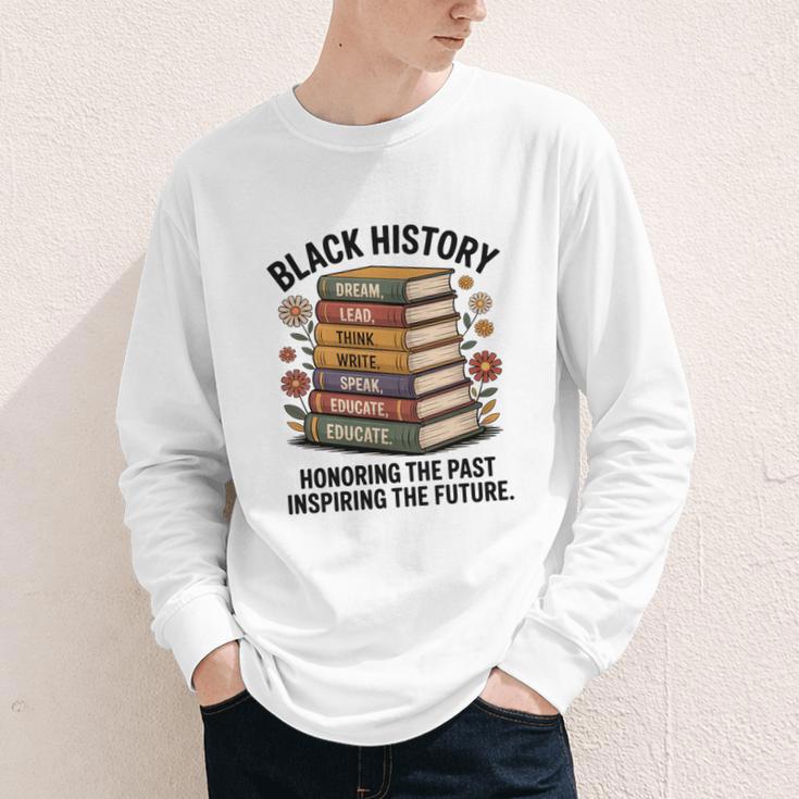 History Month Teacher Reading Book Lover Floral Stack Premium Tri-Blend Youth Long Sleeve Tee