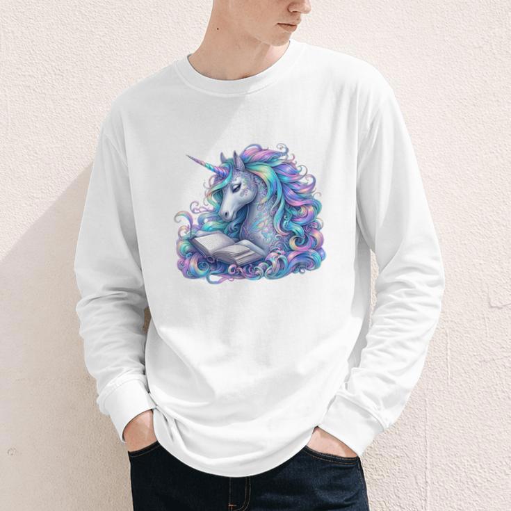 Unicorn Reading For Book Lovers Readers Youth Long Sleeve Tee