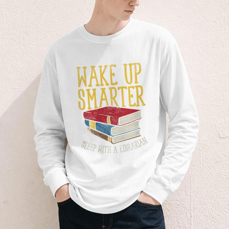 Wake Up Smarter Librarian Book Stack Premium Tri-Blend Youth Long Sleeve Tee
