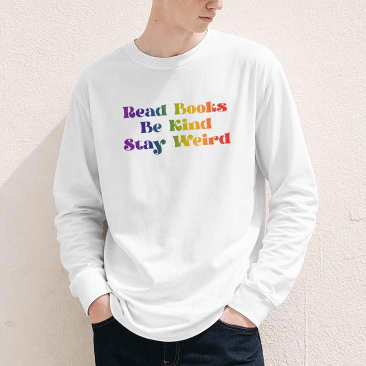 Women's Read Books Be Kind Stay Weird Book Lover Rainbow Youth Long Sleeve Tee Women's Read Books Be Kind Stay Weird Book Lover Rainbow Youth Long Sleeve Tee