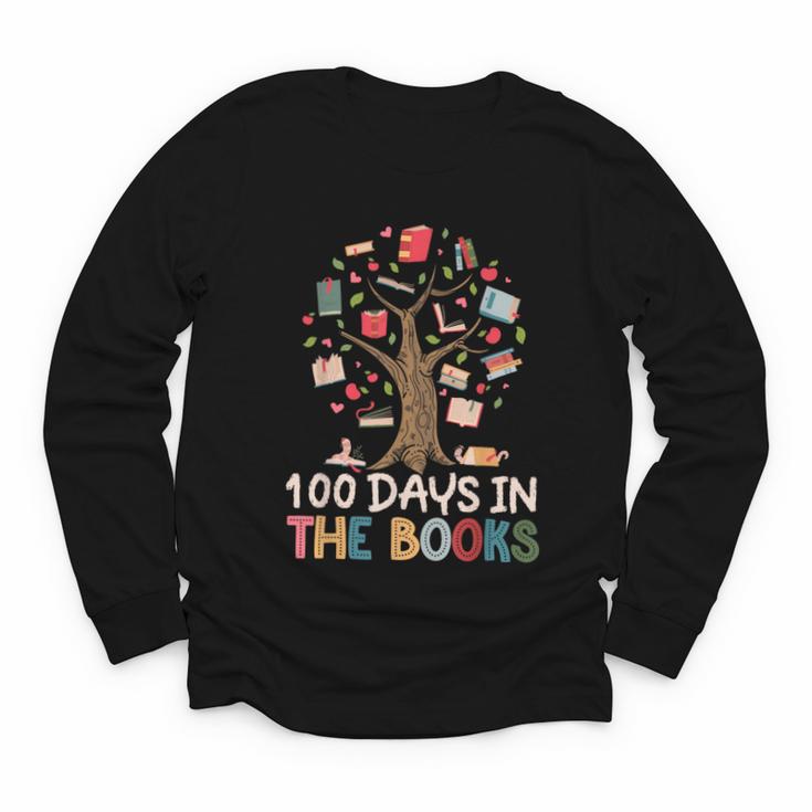 100 Days In The Books Reading Teacher Cute Book Lover Youth Long Sleeve Tee
