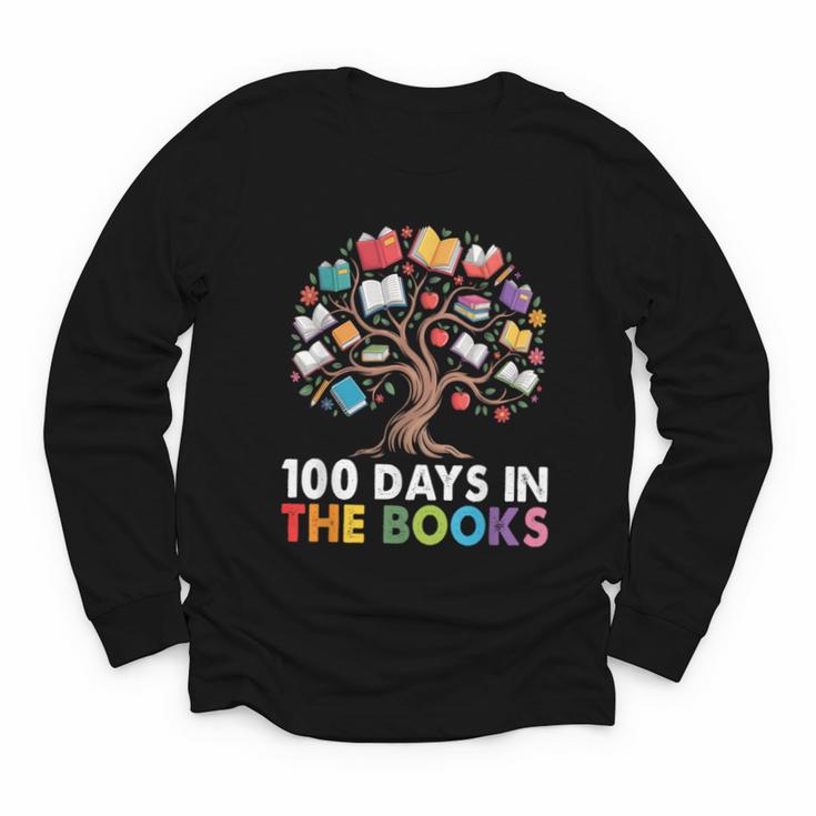100 Days In The Books Reading Teachers Librarians School Youth Long Sleeve Tee
