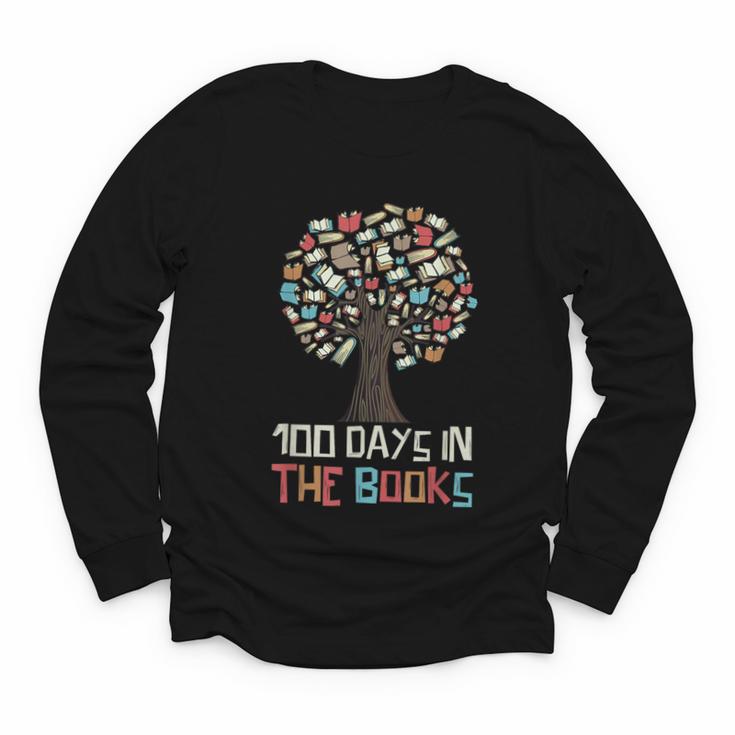 100 Days In The Books Tree Reading Teacher Student 100th Day Youth Long Sleeve Tee