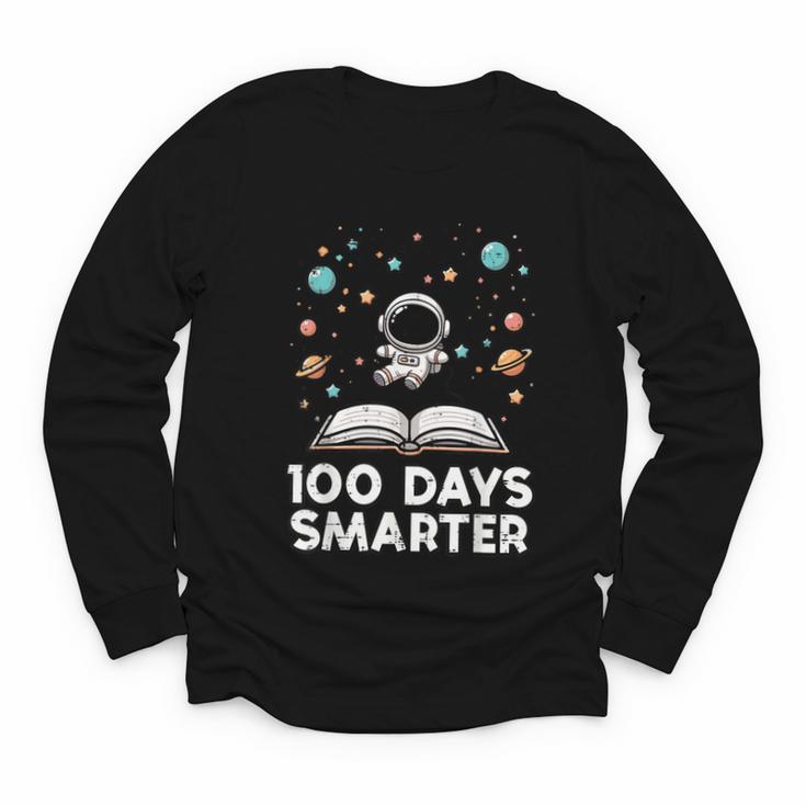 100 Days Smarter Astronaut Book 100th Day Girls Kids Women Youth Long Sleeve Tee