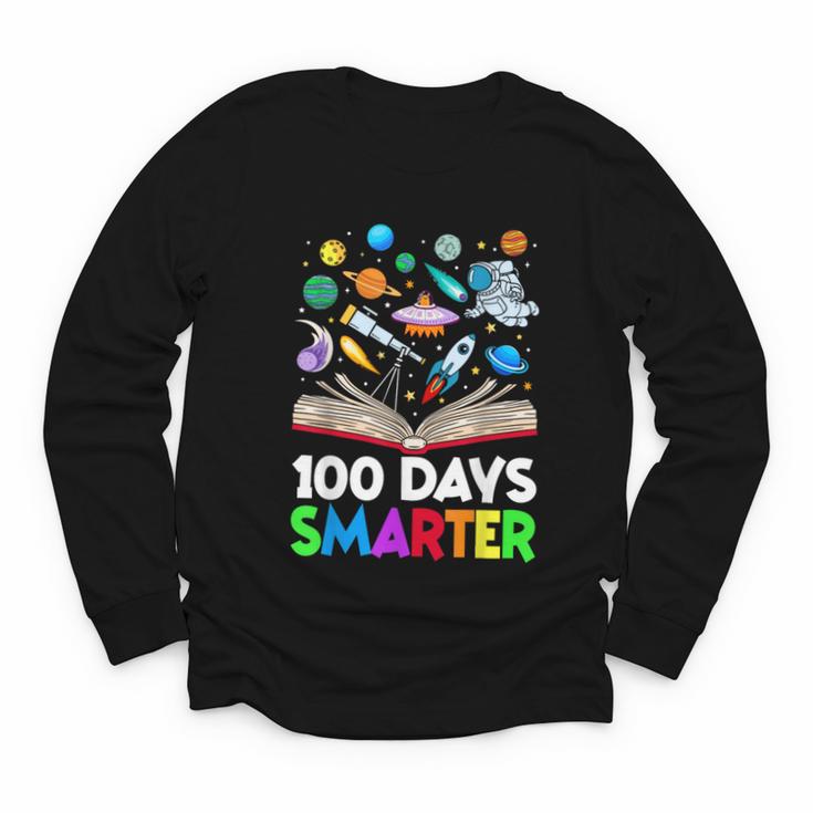 100th Day Of School Astronaut Books Space 100 Days Smarter Youth Long Sleeve Tee
