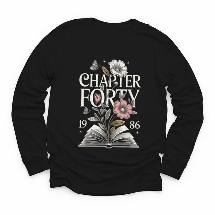 1986 Chapter Forty 40th Birthday Wildflower Book 40 Year Old Youth Long Sleeve Tee