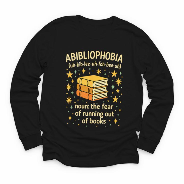 Abibliophobia Book Lover Reading Humor Graphic Youth Long Sleeve Tee
