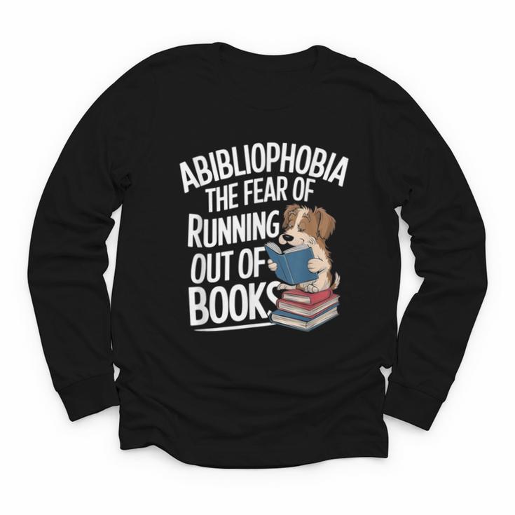 Abibliophobia Dog Book Lover Library Youth Long Sleeve Tee