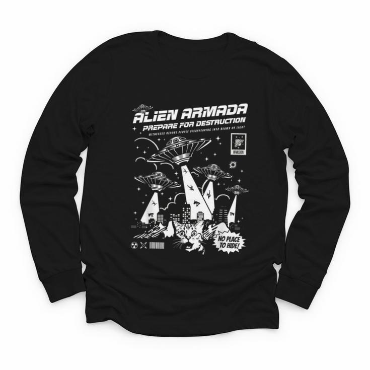 Alien Abduction UFO Lovers Comic Book Style Shirt Youth Long Sleeve Tee