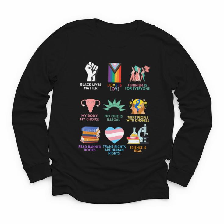 Ally Anti Trump Liberal BLM Love Is Love Banned Books Icons Youth Long Sleeve Tee