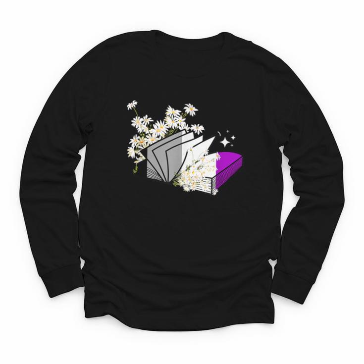 Asexual Book Lover LGBT Reading Pride Ace Flag Daisy Youth Long Sleeve Tee