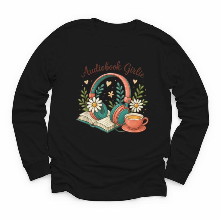 Audiobook Girlie Headphones Book Tea Love Youth Long Sleeve Tee