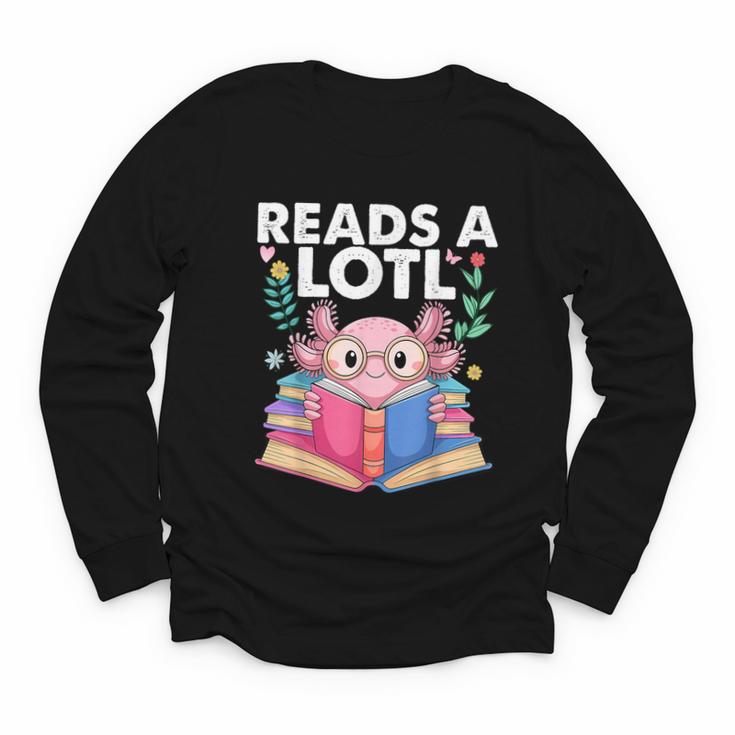 Axolotl Books Readsalotl Reading Bookworm Boys Girls Youth Long Sleeve Tee