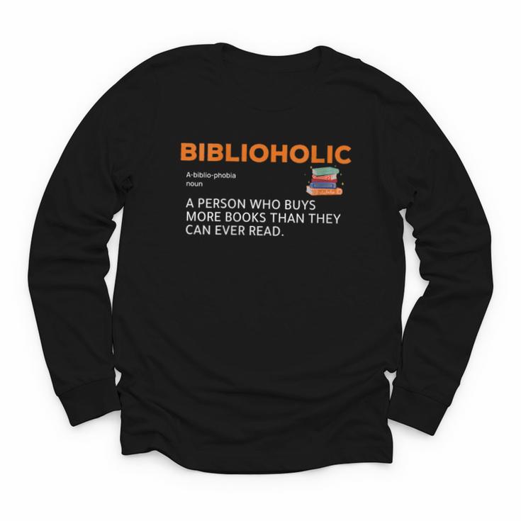 Biblioholic Definition Reading Nerd Book Lovers Geek Youth Long Sleeve Tee