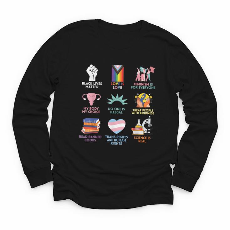 BLM Human Rights Feminism Trans Science Books LGBTQ Quote Youth Long Sleeve Tee