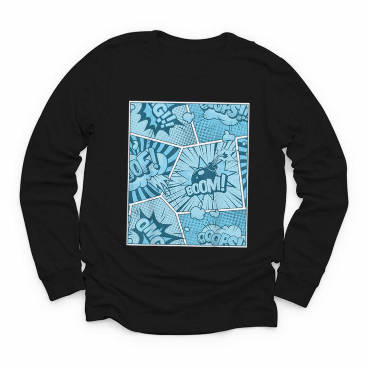 Blue Comic Book Blue Graphic Youth Long Sleeve Tee