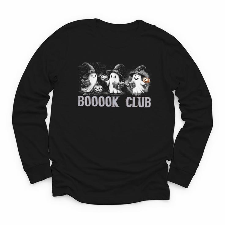 Boo Ghost Books Book Club Halloween Women School Teacher Youth Long Sleeve Tee