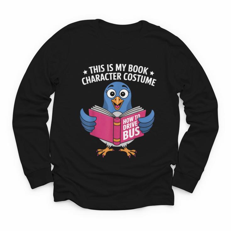 This Is My Book Character Costume Cute Pigeon Kids Reading Youth Long Sleeve Tee