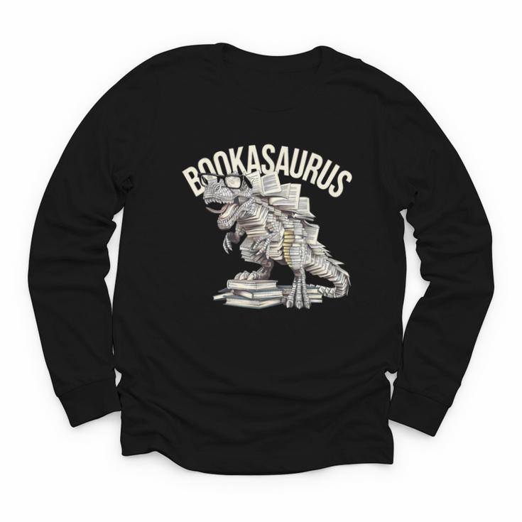 Book Dinosaur Bookworm T-Rex Dino Reading Books Book Youth Long Sleeve Tee