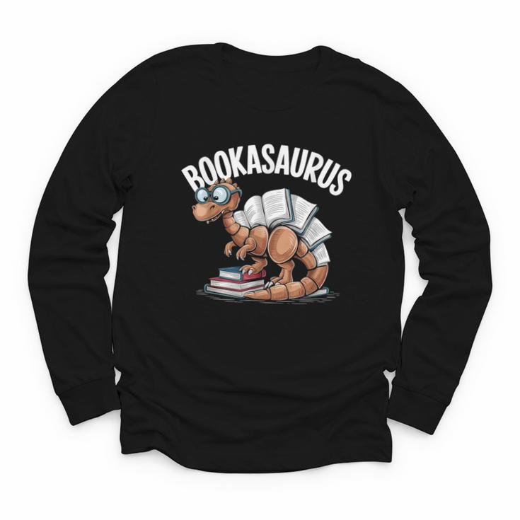 Book Dinosaur T-Rex Bookworm Dino Book Reading Youth Long Sleeve Tee