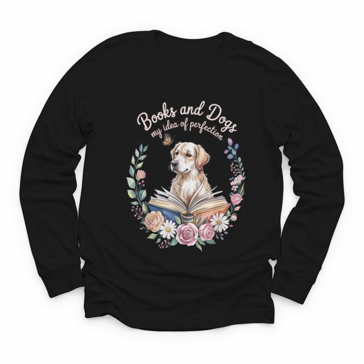 Book And Dog Lover Reading Humor Librarian Youth Long Sleeve Tee
