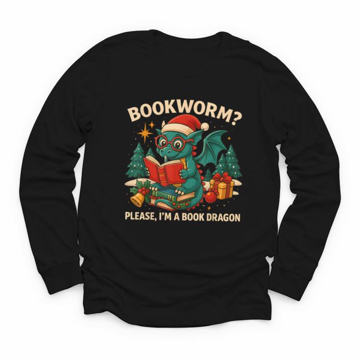 Book Dragon Christmas Reading For Fantasy Lovers Youth Long Sleeve Tee