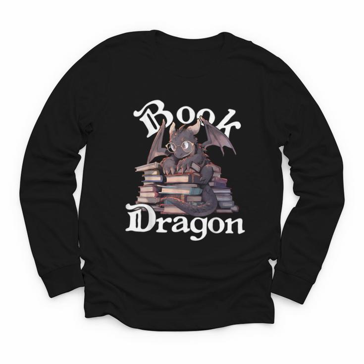Book Dragon Book Lover Bookworm Book Reader Librarian Youth Long Sleeve Tee