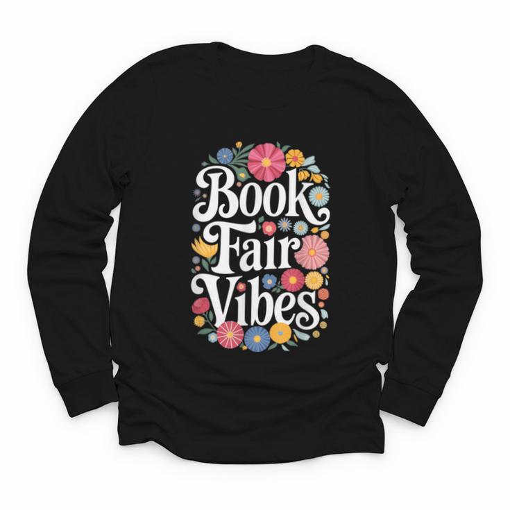 Book Fair Vibes Groovy 70s Retro School Librarian Youth Long Sleeve Tee