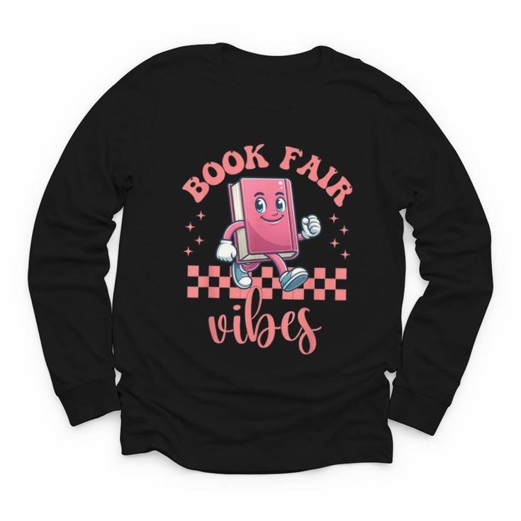 Book Fair Vibes School Librarian Retro 70s Reading Bookworm Youth Long Sleeve Tee