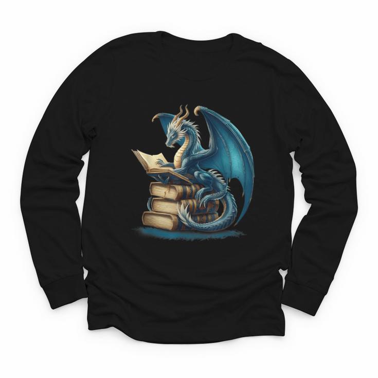 Book Lover Bookworm Reading Books Dragon Sci-Fi Character Youth Long Sleeve Tee