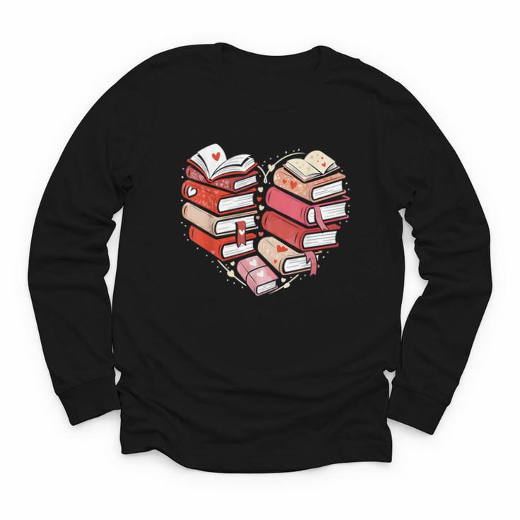 Book Lover Heart Shape Reading Librarian Valentine Men Women Youth Long Sleeve Tee