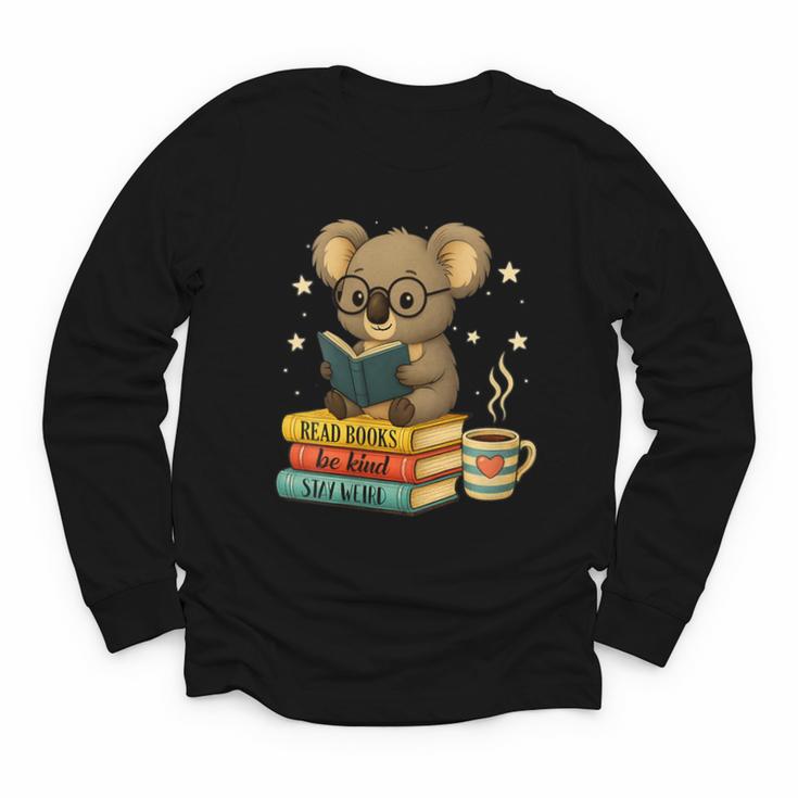 Book Lover Koala Reading Bookish Library Read Books Be Kind Youth Long Sleeve Tee