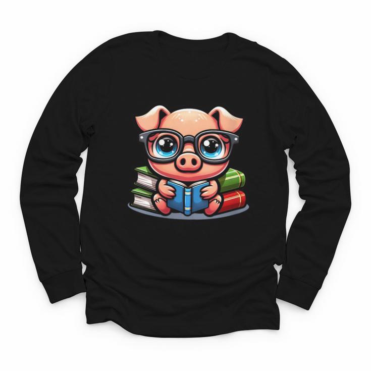 Book Lover Reading Pig Youth Long Sleeve Tee