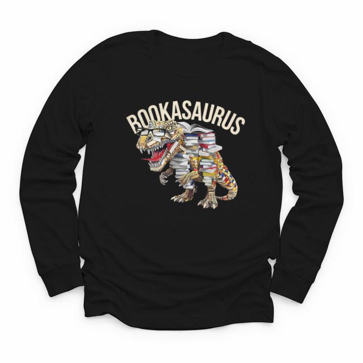 Book Reading Dinosaur T-Rex Dino Bookworm Youth Long Sleeve Tee